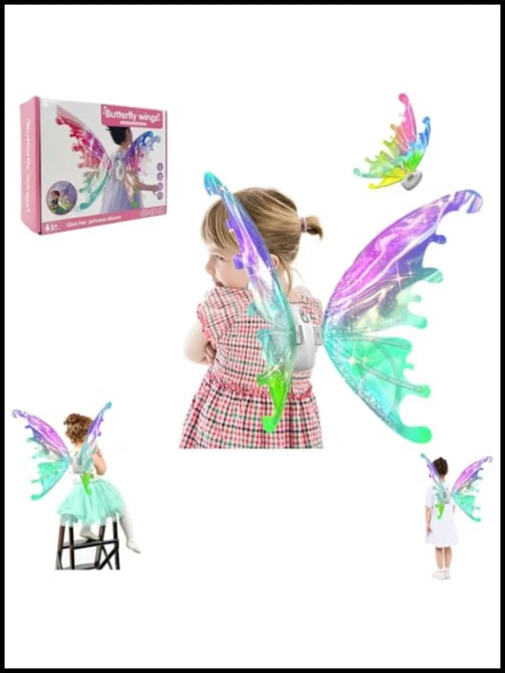 Glowing Fairy Wings LED Butterfly Costume Accessory for Girls Women Party